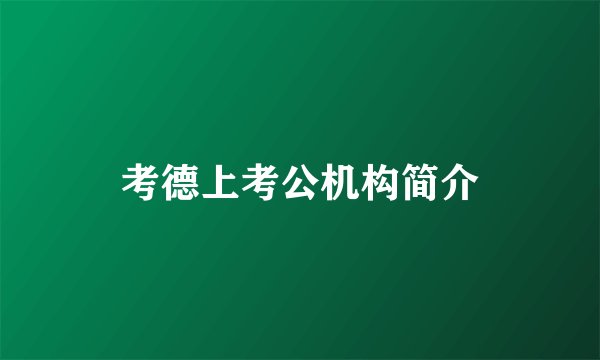 考德上考公机构简介