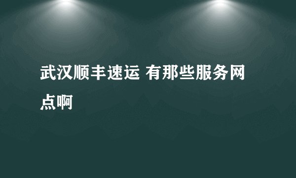 武汉顺丰速运 有那些服务网点啊