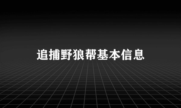 追捕野狼帮基本信息