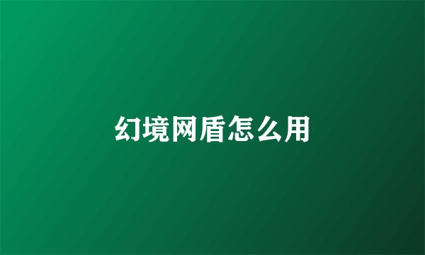 幻境网盾怎么用