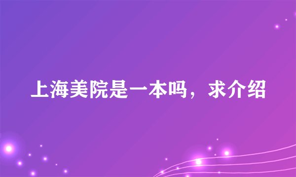 上海美院是一本吗，求介绍