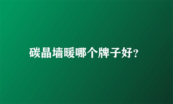 碳晶墙暖哪个牌子好？
