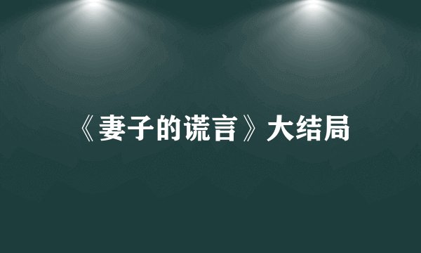 《妻子的谎言》大结局
