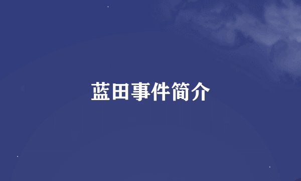 蓝田事件简介