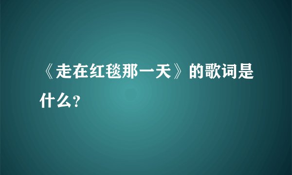 《走在红毯那一天》的歌词是什么？
