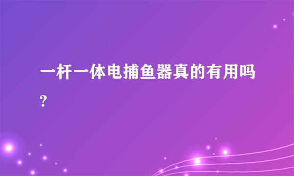 一杆一体电捕鱼器真的有用吗?