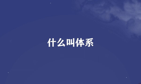 什么叫体系