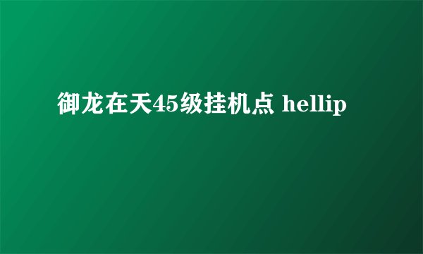 御龙在天45级挂机点 hellip