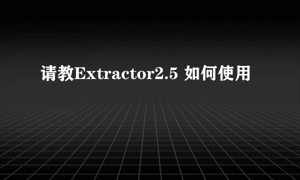 请教Extractor2.5 如何使用