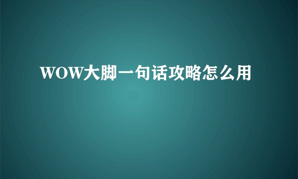 WOW大脚一句话攻略怎么用