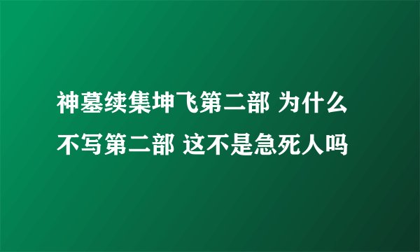 神墓续集坤飞第二部 为什么不写第二部 这不是急死人吗