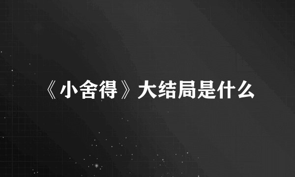 《小舍得》大结局是什么