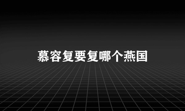 慕容复要复哪个燕国