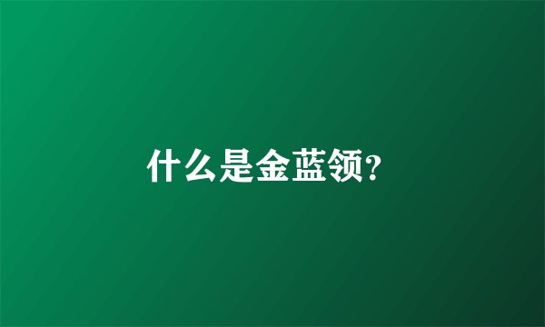 什么是金蓝领？