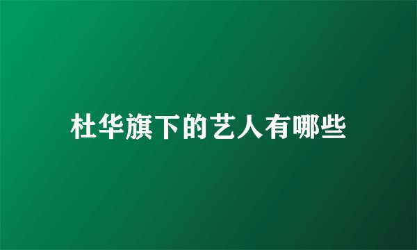 杜华旗下的艺人有哪些