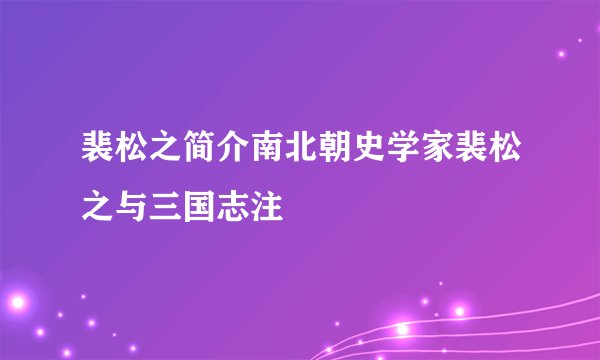 裴松之简介南北朝史学家裴松之与三国志注