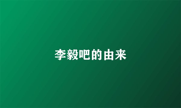 李毅吧的由来