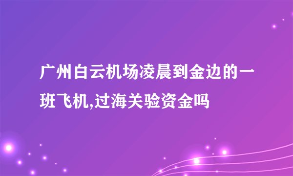 广州白云机场凌晨到金边的一班飞机,过海关验资金吗