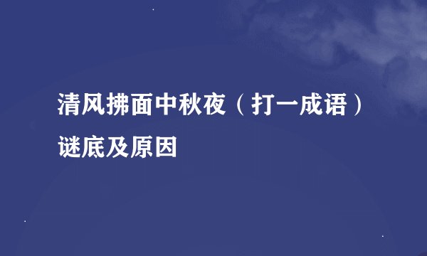 清风拂面中秋夜（打一成语）谜底及原因