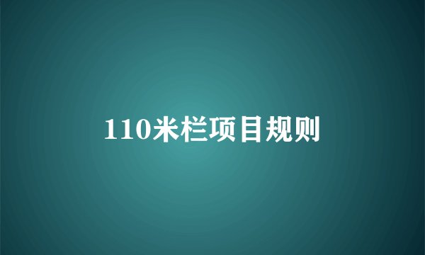 110米栏项目规则