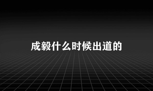 成毅什么时候出道的