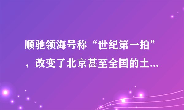 顺驰领海号称“世纪第一拍”，改变了北京甚至全国的土地交易模式