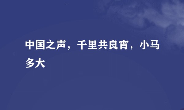 中国之声，千里共良宵，小马多大