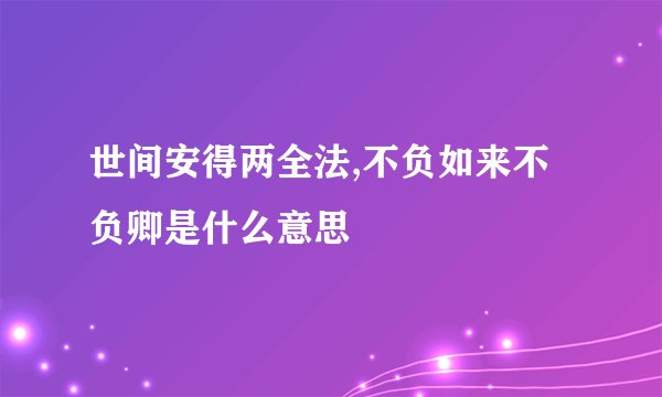 世间安得两全法,不负如来不负卿是什么意思