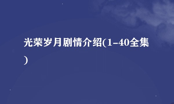 光荣岁月剧情介绍(1-40全集)