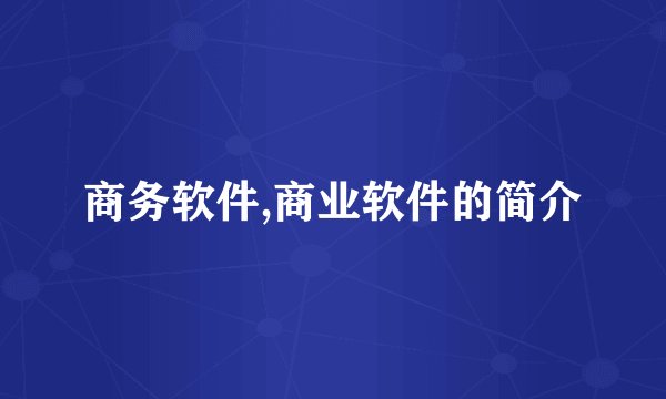 商务软件,商业软件的简介