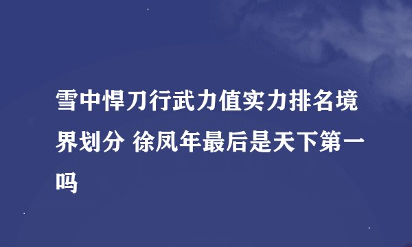雪中悍刀行武力值实力排名境界划分 徐凤年最后是天下第一吗