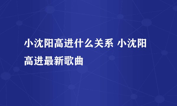 小沈阳高进什么关系 小沈阳高进最新歌曲