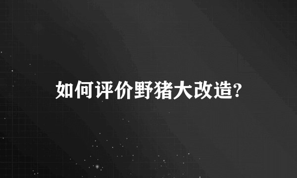 如何评价野猪大改造?