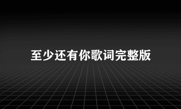 至少还有你歌词完整版