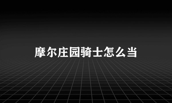 摩尔庄园骑士怎么当