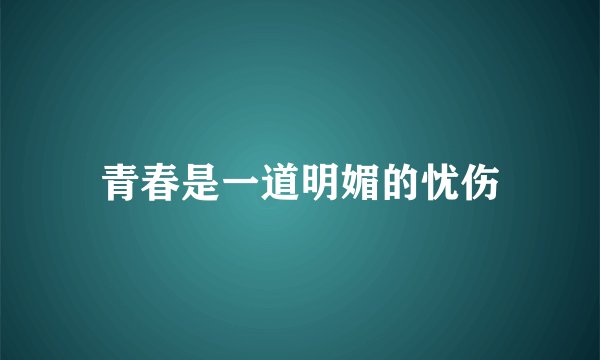 青春是一道明媚的忧伤