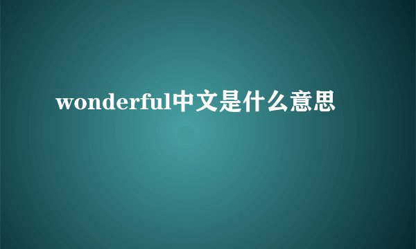 wonderful中文是什么意思