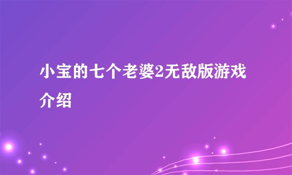 小宝的七个老婆2无敌版游戏介绍