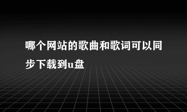 哪个网站的歌曲和歌词可以同步下载到u盘