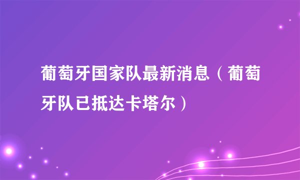 葡萄牙国家队最新消息（葡萄牙队已抵达卡塔尔）