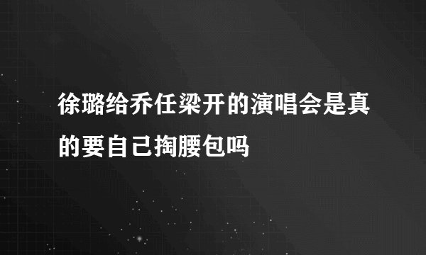 徐璐给乔任梁开的演唱会是真的要自己掏腰包吗