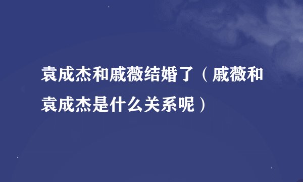 袁成杰和戚薇结婚了（戚薇和袁成杰是什么关系呢）