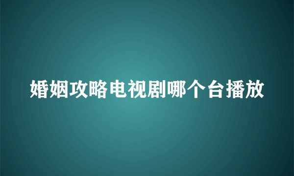 婚姻攻略电视剧哪个台播放