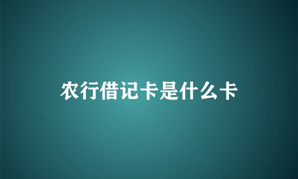 农行借记卡是什么卡