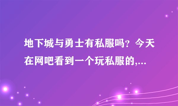 地下城与勇士有私服吗？今天在网吧看到一个玩私服的,求解？？