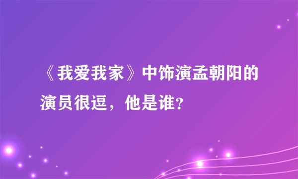 《我爱我家》中饰演孟朝阳的演员很逗，他是谁？