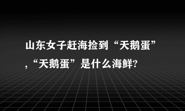 山东女子赶海捡到“天鹅蛋”,“天鹅蛋”是什么海鲜?