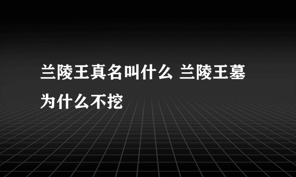 兰陵王真名叫什么 兰陵王墓为什么不挖