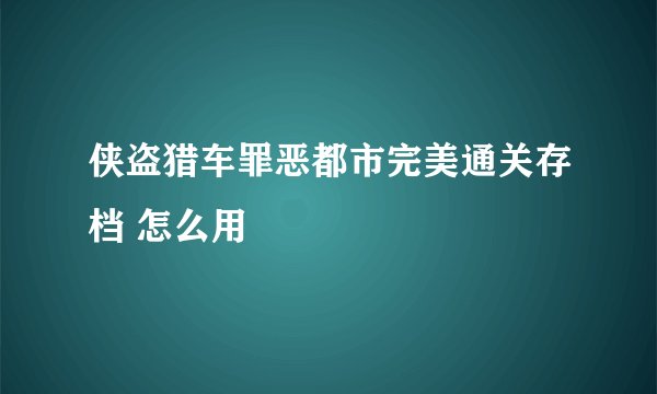 侠盗猎车罪恶都市完美通关存档 怎么用