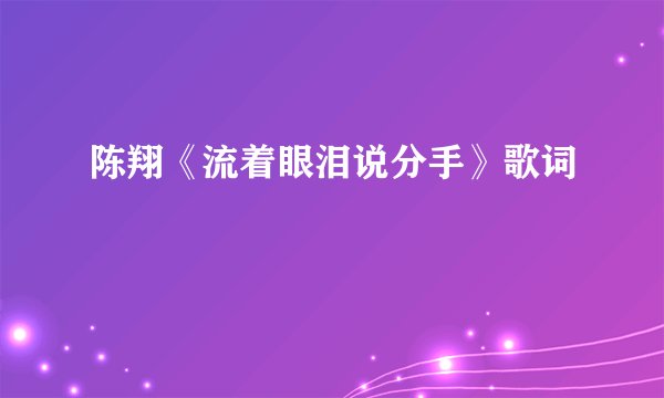 陈翔《流着眼泪说分手》歌词